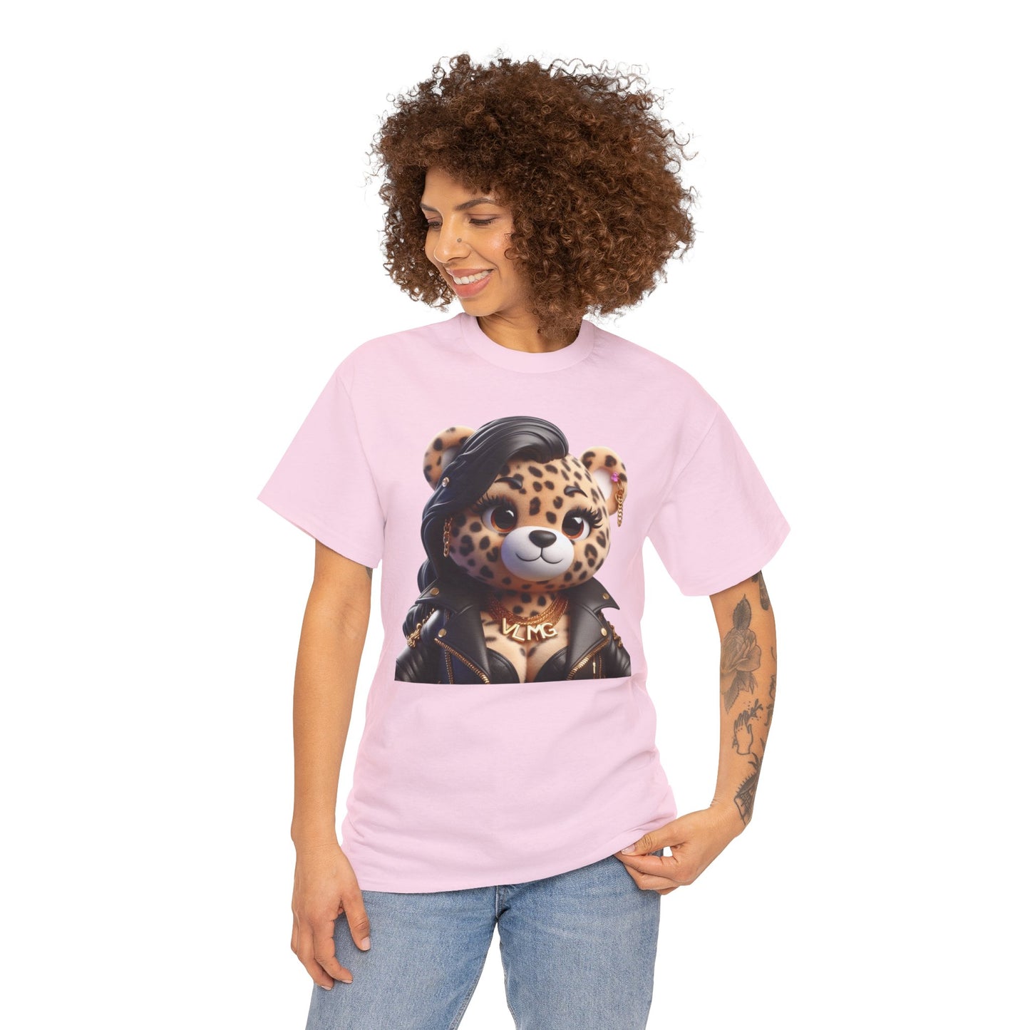 VLMG ladies bear cheetah print Unisex Heavy Cotton Tee