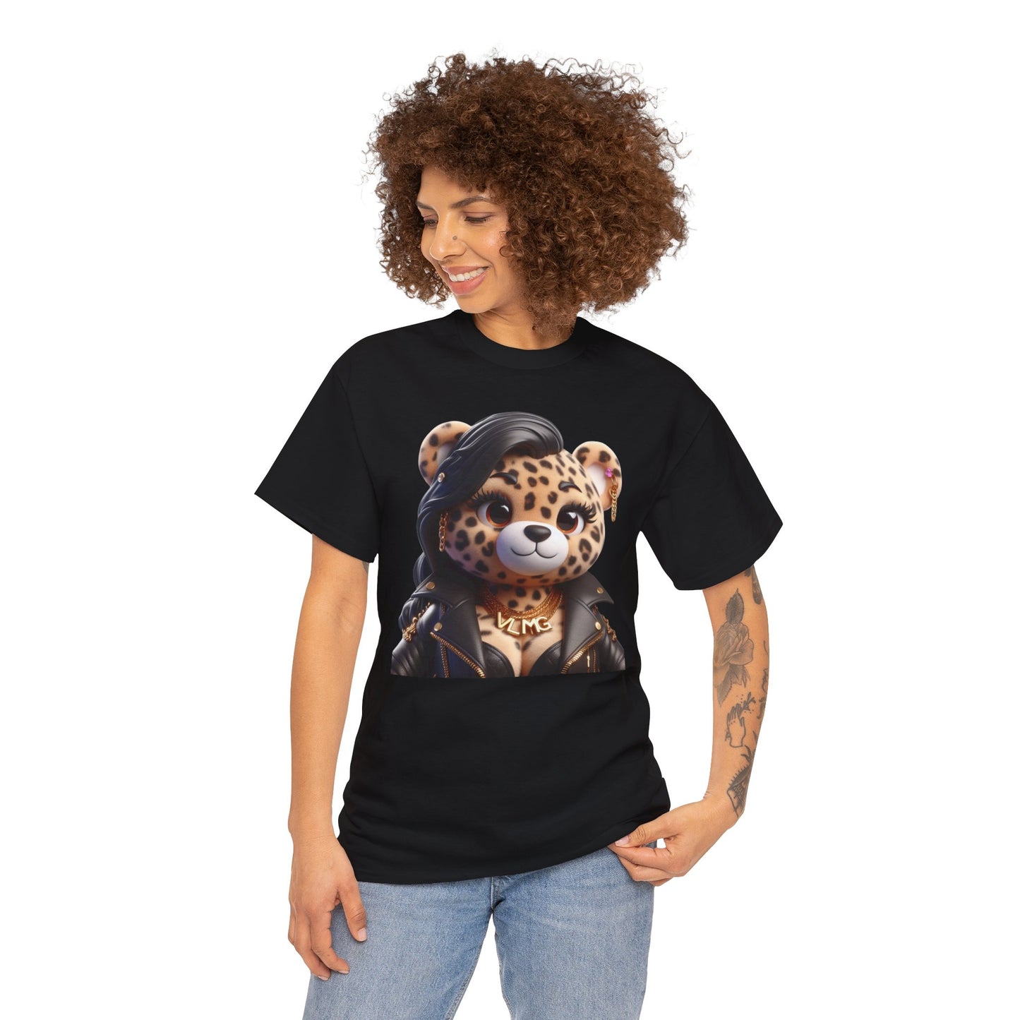 VLMG ladies bear cheetah print Unisex Heavy Cotton Tee