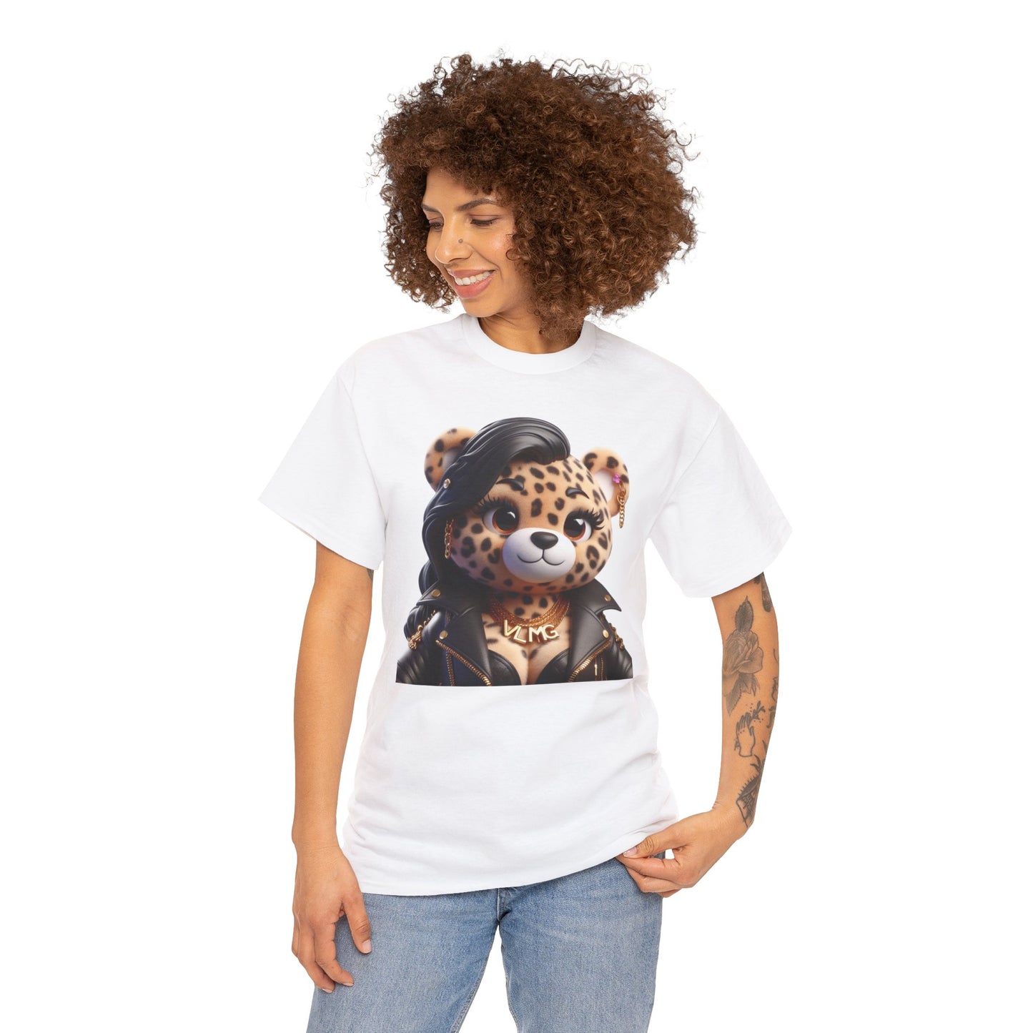 VLMG ladies bear cheetah print Unisex Heavy Cotton Tee