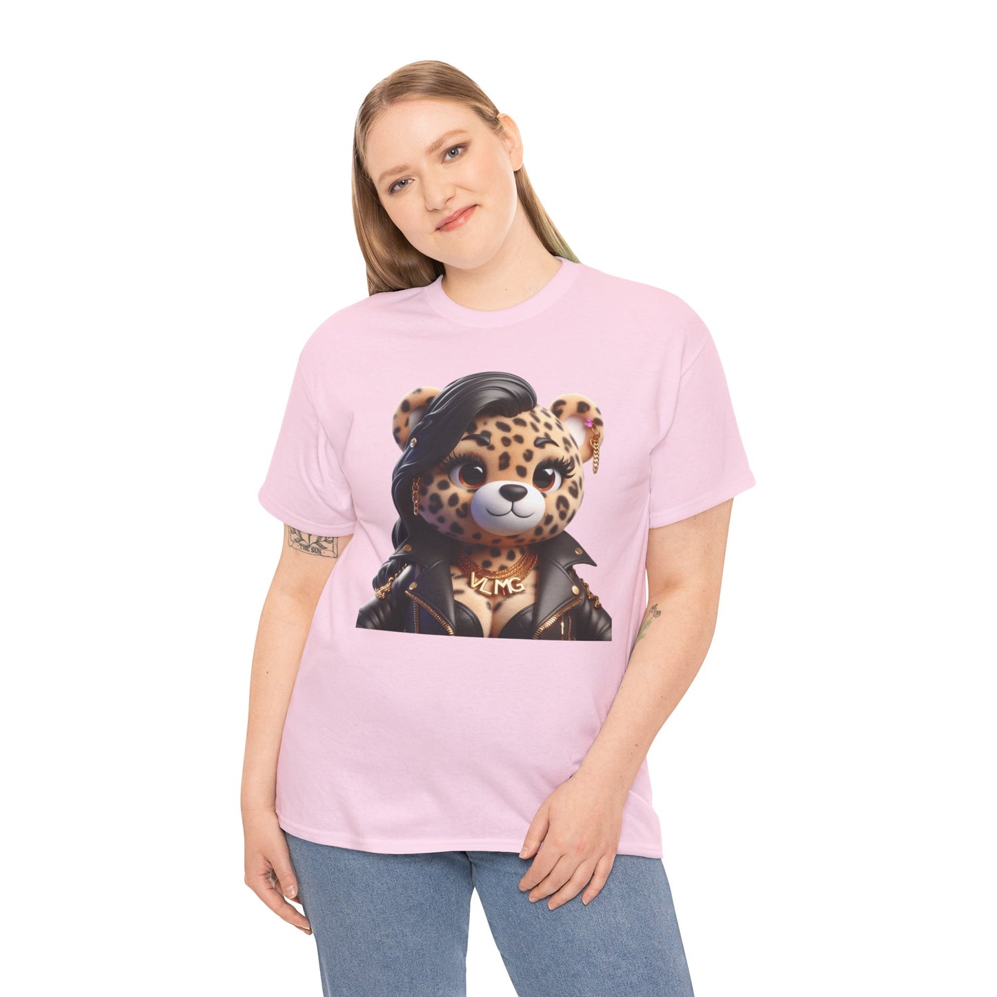 VLMG ladies bear cheetah print Unisex Heavy Cotton Tee