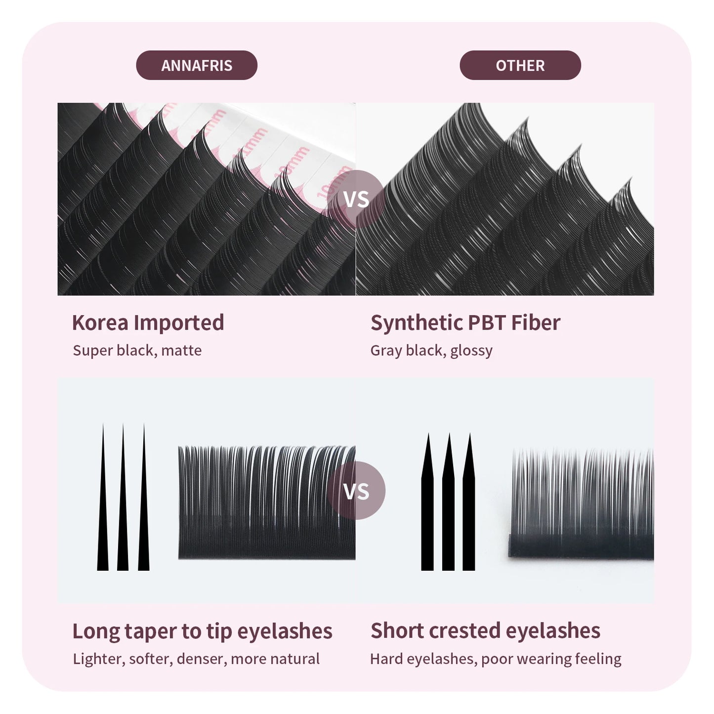 ANNAFRIS Individual Premium Eyelashes Super Soft Silk Mink 15-20mm Mixed Length Extension Volume False Lashes Supplie Cilios