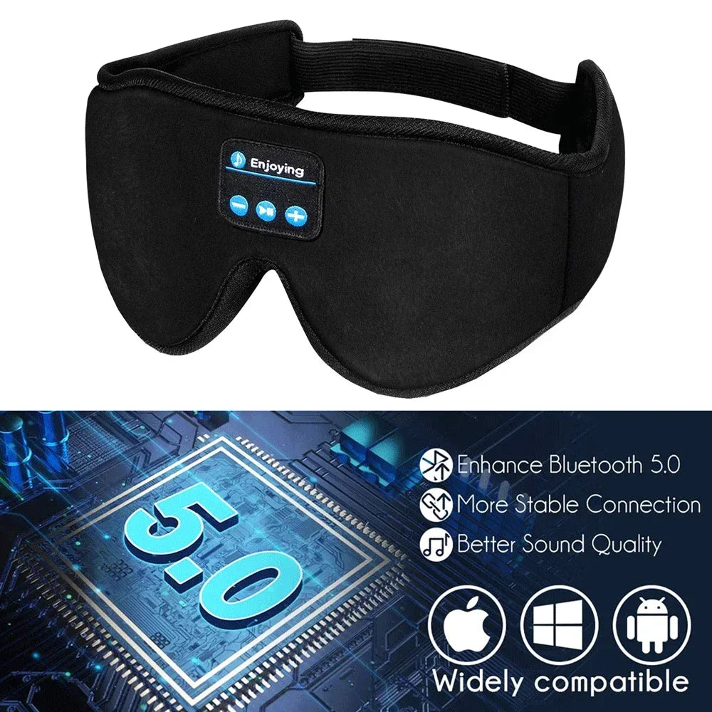 New 3D wireless music headphone sleep breathable smart eye mask Bluetooth headset call with mic for ios Android mac