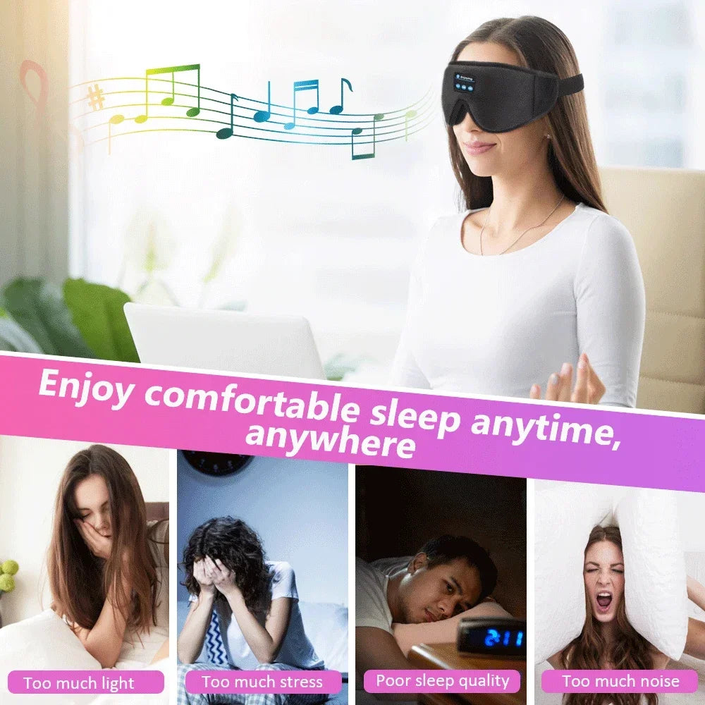 New 3D wireless music headphone sleep breathable smart eye mask Bluetooth headset call with mic for ios Android mac