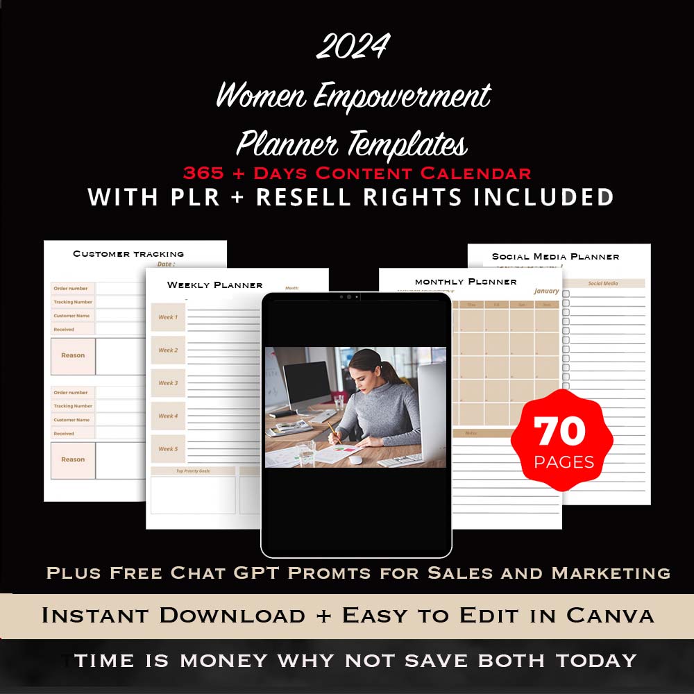 Step into a world of purposeful planning and self-discovery with our Women's Empowerment Planner Templates. Designed for the modern woman who seeks to embrace her potential, these thoughtfully crafted templates empower you to set and achieve your goals while fostering personal growth and well-being.