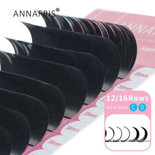 ANNAFRIS Individual Premium Eyelashes Super Soft Silk Mink 15-20mm Mixed Length Extension Volume False Lashes Supplie Cilios